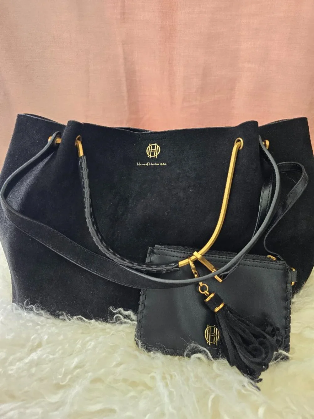 House of Harlow 1960 Black Suede bag with coin purse